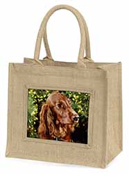 Irish Red Setter Dog Natural/Beige Jute Large Shopping Bag