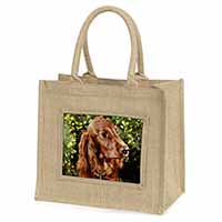Irish Red Setter Dog Natural/Beige Jute Large Shopping Bag