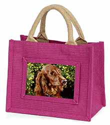 Irish Red Setter Dog Little Girls Small Pink Jute Shopping Bag