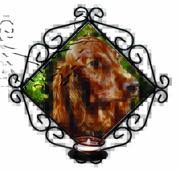 Irish Red Setter Dog Wrought Iron Wall Art Candle Holder