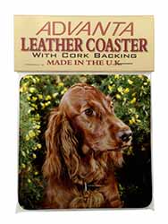 Irish Red Setter Dog Single Leather Photo Coaster
