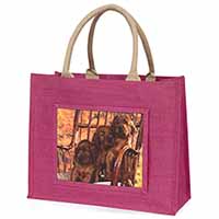 Irish Red Setter Puppy Dogs Large Pink Jute Shopping Bag