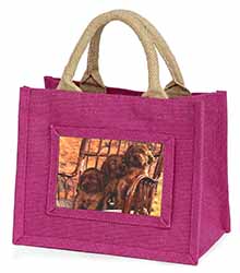 Irish Red Setter Puppy Dogs Little Girls Small Pink Jute Shopping Bag