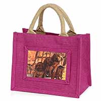 Irish Red Setter Puppy Dogs Little Girls Small Pink Jute Shopping Bag