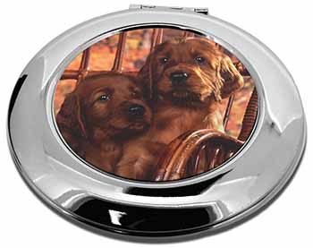Irish Red Setter Puppy Dogs Make-Up Round Compact Mirror