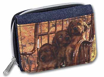 Irish Red Setter Puppy Dogs Unisex Denim Purse Wallet