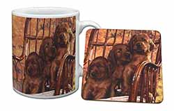 Irish Red Setter Puppy Dogs Mug and Coaster Set