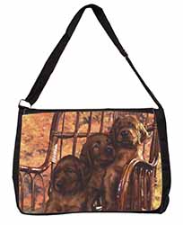 Irish Red Setter Puppy Dogs Large Black Laptop Shoulder Bag School/College