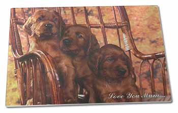 Large Glass Cutting Chopping Board Irish Red Setter Puppies 