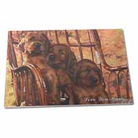 Large Glass Cutting Chopping Board Irish Red Setter Puppies 