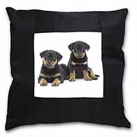 Rottweiler Puppies Black Satin Feel Scatter Cushion