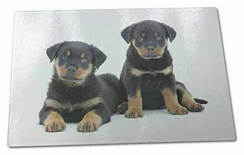 Large Glass Cutting Chopping Board Rottweiler Puppies