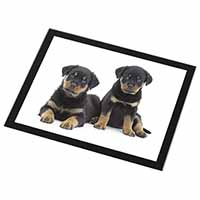 Rottweiler Puppies Black Rim High Quality Glass Placemat