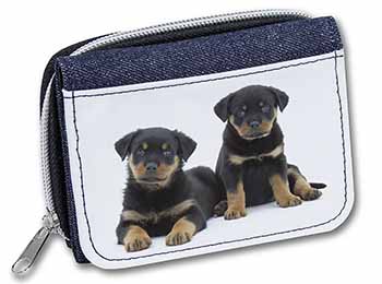 Rottweiler Puppies Unisex Denim Purse Wallet