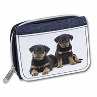 Rottweiler Puppies Unisex Denim Purse Wallet