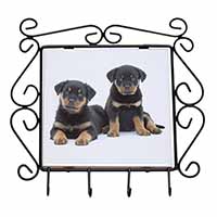 Rottweiler Puppies Wrought Iron Key Holder Hooks