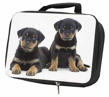 Rottweiler Puppies Black Insulated School Lunch Box/Picnic Bag