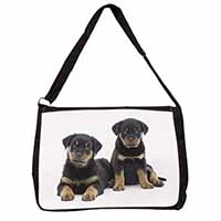 Rottweiler Puppies Large Black Laptop Shoulder Bag School/College