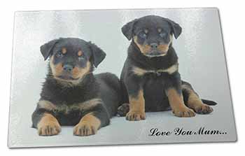 Large Glass Cutting Chopping Board Rottweiler Puppies 