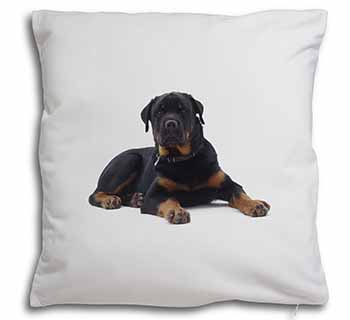 Rottweiler Dog Soft White Velvet Feel Scatter Cushion