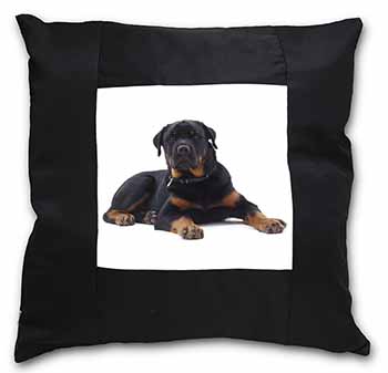 Rottweiler Dog Black Satin Feel Scatter Cushion