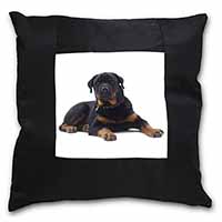 Rottweiler Dog Black Satin Feel Scatter Cushion