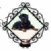 Rottweiler Dog Wrought Iron Wall Art Candle Holder