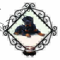 Rottweiler Dog Wrought Iron Wall Art Candle Holder