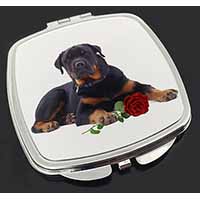 Rottweiler Dog with a Red Rose Make-Up Compact Mirror