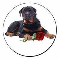 Rottweiler Dog with a Red Rose Fridge Magnet Printed Full Colour
