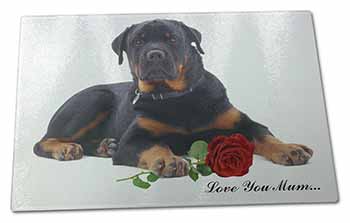 Large Glass Cutting Chopping Board Rottweiler+Rose 