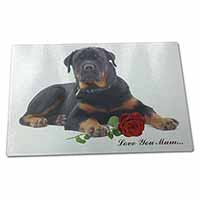 Large Glass Cutting Chopping Board Rottweiler+Rose 