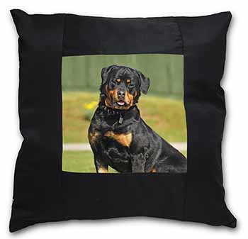  Rottweiler Dog Black Satin Feel Scatter Cushion