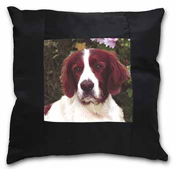 Irish Red and White Setter Dog Black Satin Feel Scatter Cushion