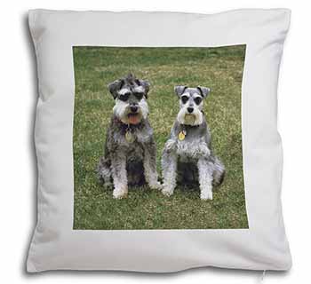 Schnauzer Dogs Soft White Velvet Feel Scatter Cushion