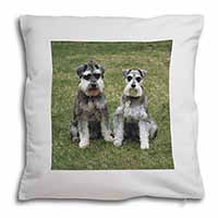 Schnauzer Dogs Soft White Velvet Feel Scatter Cushion