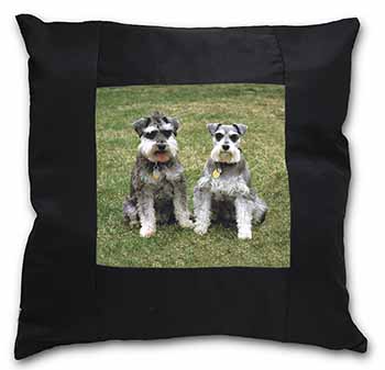 Schnauzer Dogs Black Satin Feel Scatter Cushion