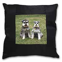 Schnauzer Dogs Black Satin Feel Scatter Cushion