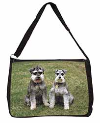 Schnauzer Dogs Large Black Laptop Shoulder Bag School/College