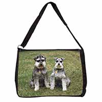 Schnauzer Dogs Large Black Laptop Shoulder Bag School/College