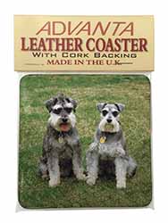 Schnauzer Dogs Single Leather Photo Coaster
