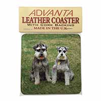 Schnauzer Dogs Single Leather Photo Coaster