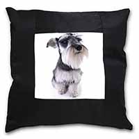 Schnauzer Dog Black Satin Feel Scatter Cushion