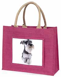 Schnauzer Dog Large Pink Jute Shopping Bag