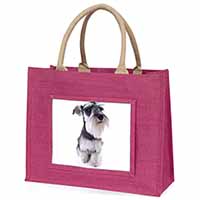 Schnauzer Dog Large Pink Jute Shopping Bag