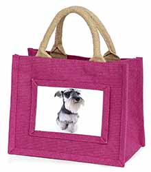 Schnauzer Dog Little Girls Small Pink Jute Shopping Bag