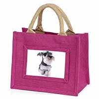 Schnauzer Dog Little Girls Small Pink Jute Shopping Bag