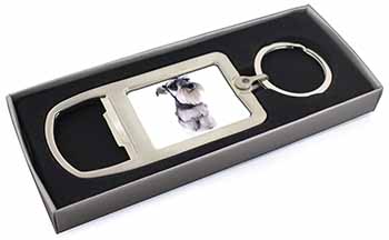 Schnauzer Dog Chrome Metal Bottle Opener Keyring in Box