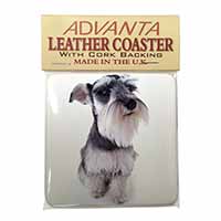 Schnauzer Dog Single Leather Photo Coaster