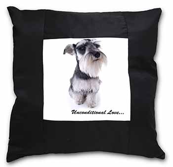 Schnauzer Dog-Love Black Satin Feel Scatter Cushion